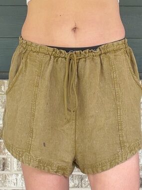 Free People L Linen Tan shorts